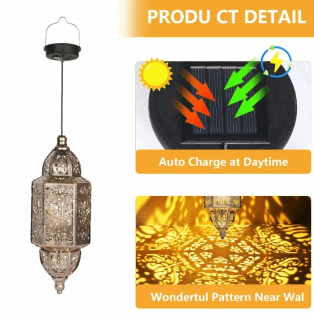 Solar Iron Art Garden Lantern | Waterproof Outdoor Hanging Light