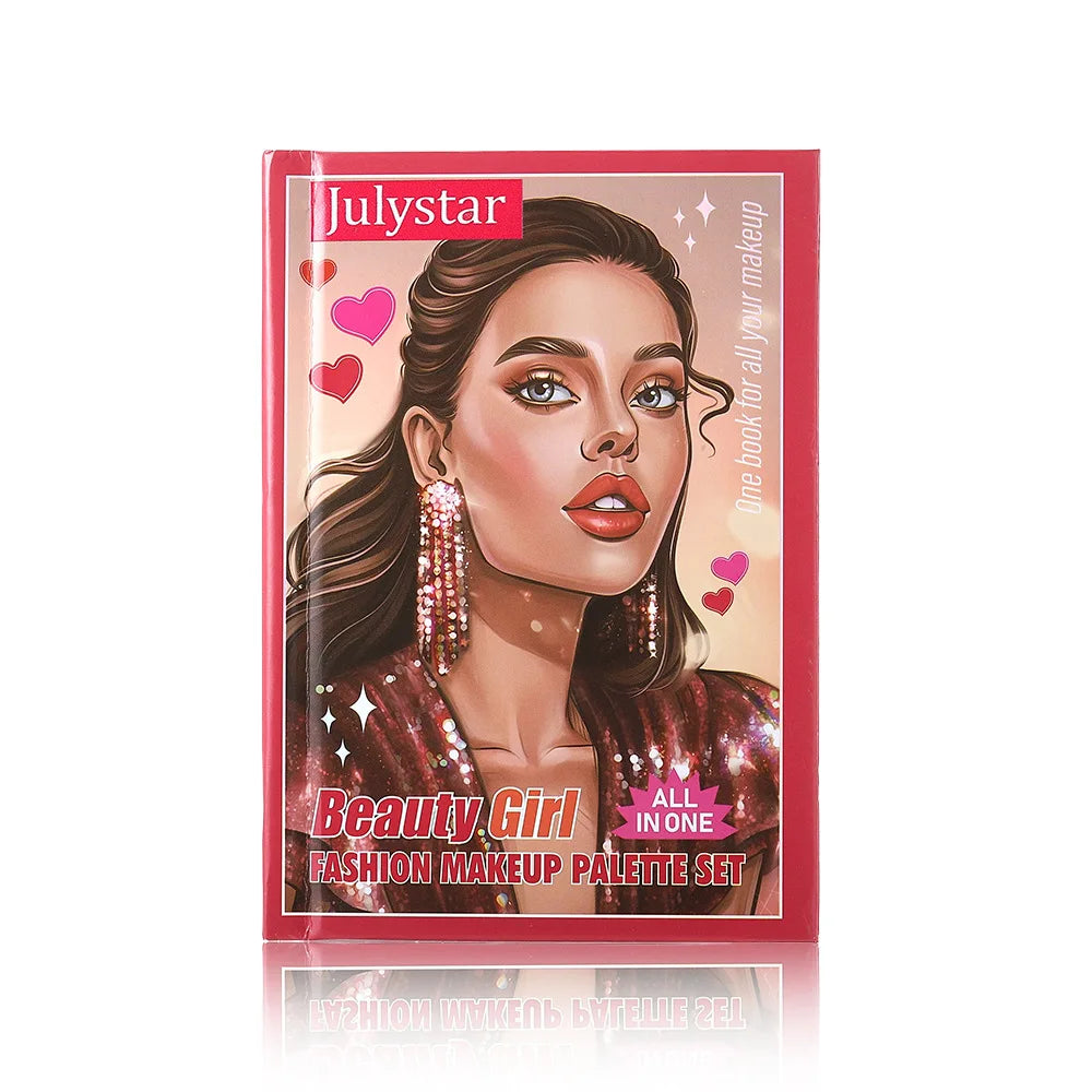 6-in-1 Makeup Palette Book – Eyeshadow, Blush & Lip Kit