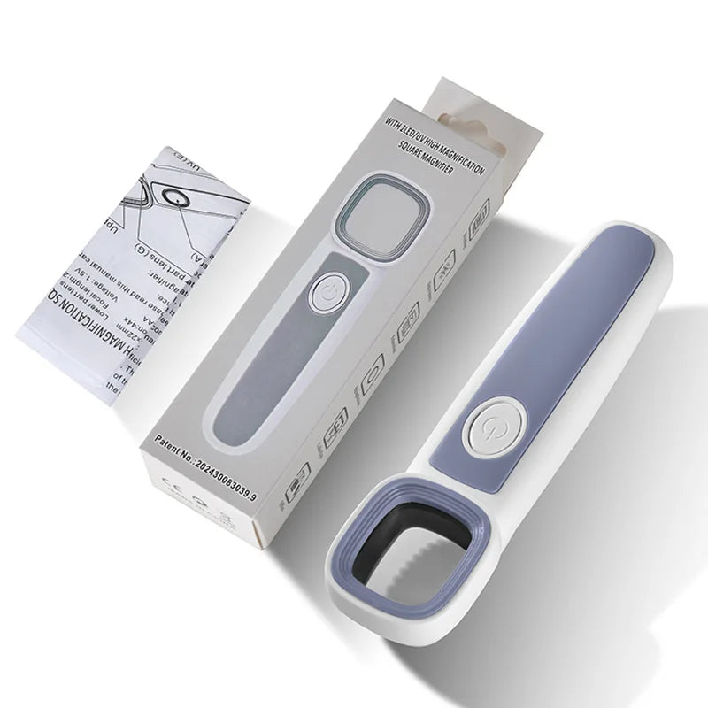 Handheld Magnifier 2 LED & UV Light – Jewelry & Currency Loupe