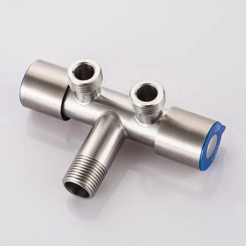 Stainless Steel 1-In 2-Out Angle Valve | Dual Outlet Water Tap