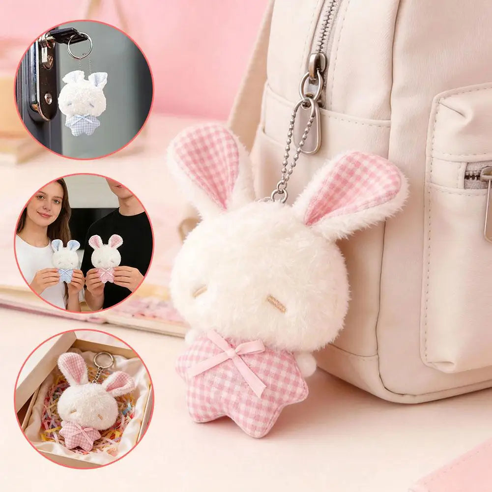 Mini Angel Bunny Plush Keychain – Kawaii Rabbit Stuffed Toy