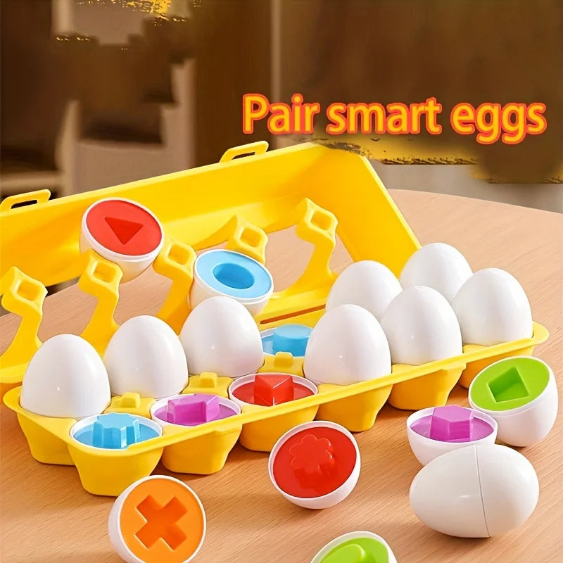 12 Shape Matching Toys Simulated Egg Shapes Storage Box Geometric