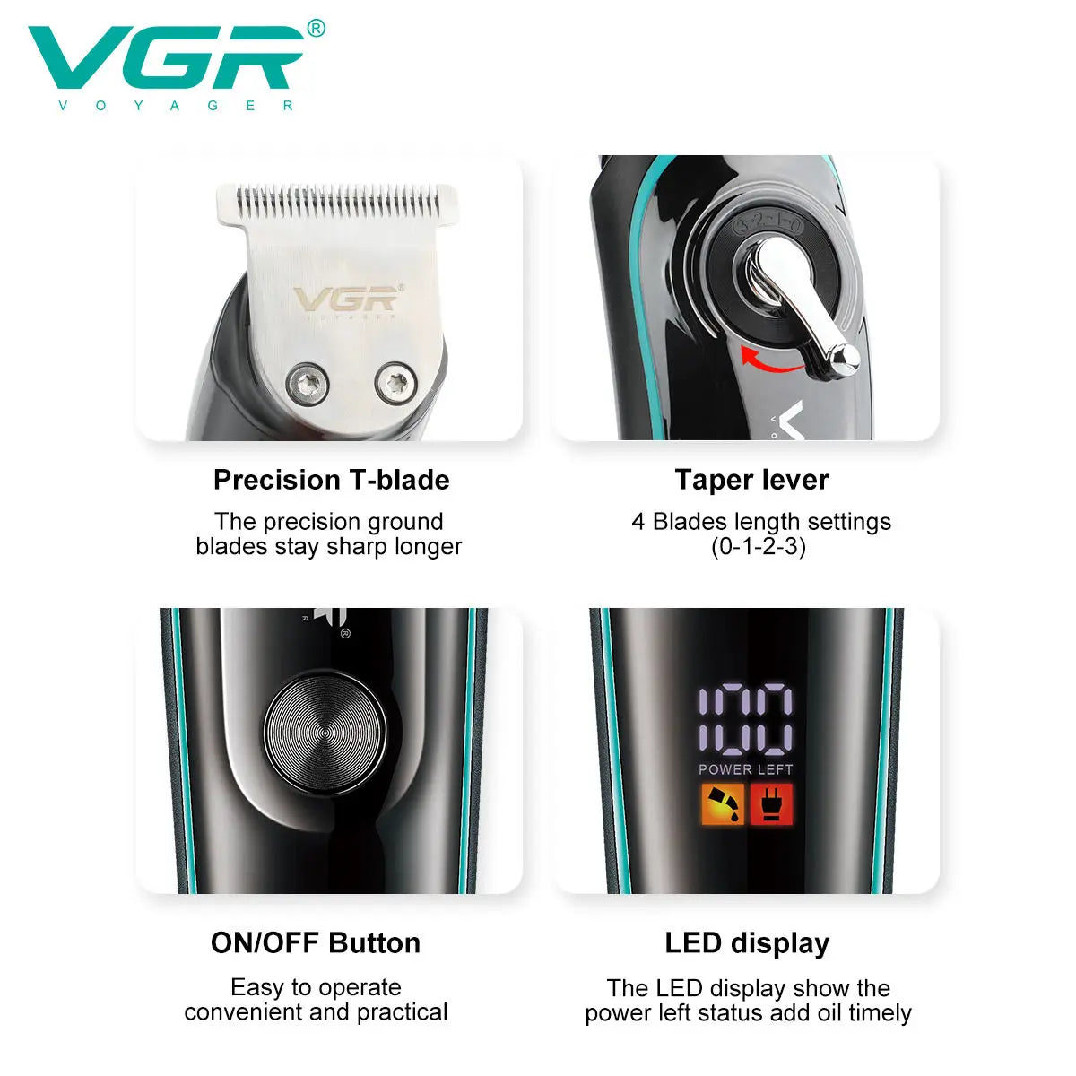 VGR V-075 Cordless Professional Hair Clipper & Trimmer for Men