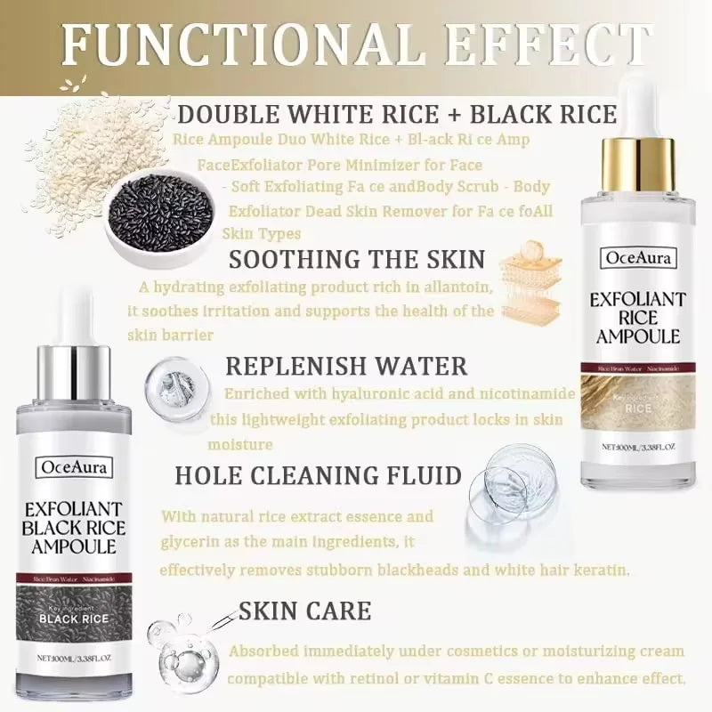 Black & White Rice Exfoliating Brightening Serum – Hyaluronic Acid