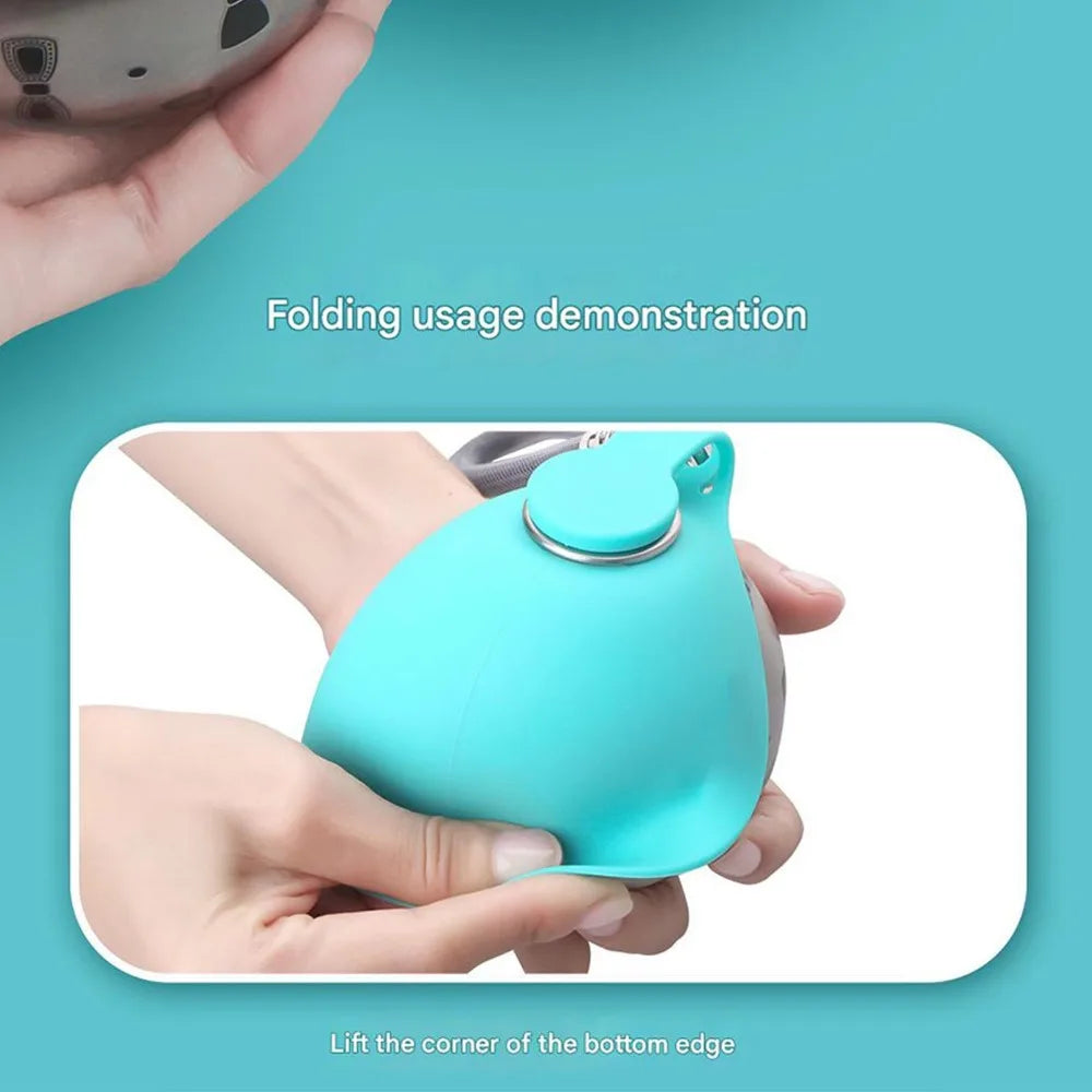 Portable Stainless Steel Pet Water Bottle with Silicone Bowl