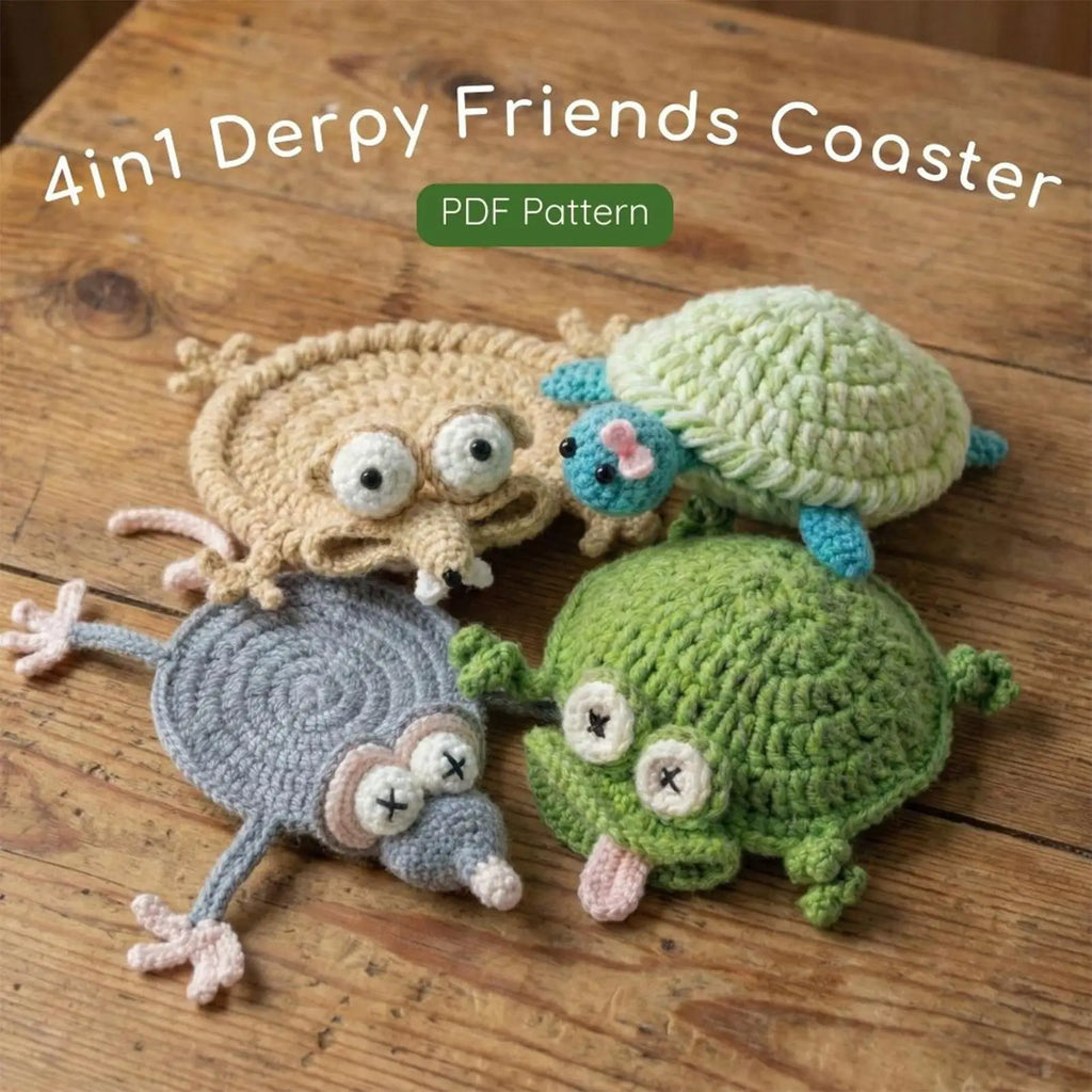 Cup Coasters 4pieces Animal Shape Crochet Cups Mat Coffee Dining Room