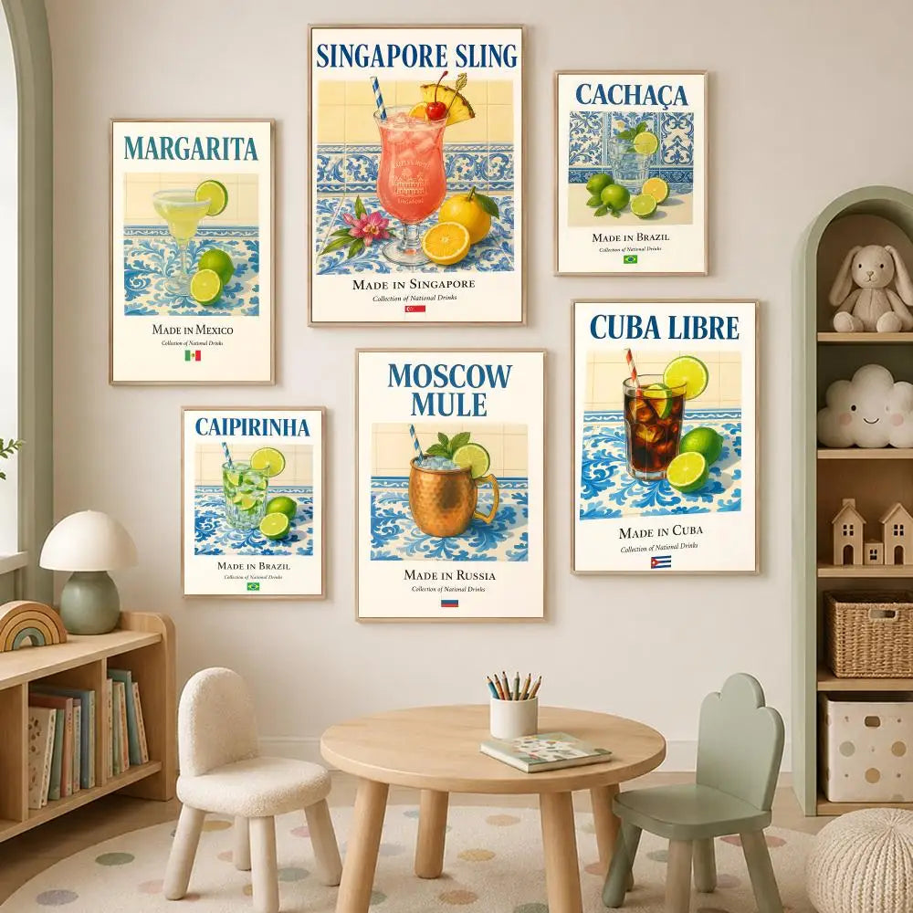 Cocktail Series Self-Stick HD Wall Art Poster – Waterproof Decor