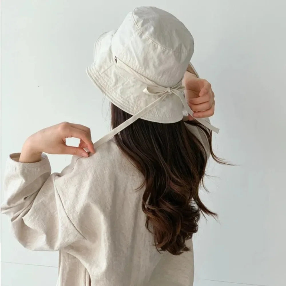 Lace-Up Fisherman Bucket Hat – Knit Sun Hat for Women