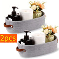 Oval Handle Bathroom Storage Basket Clothes Box Layered Finishing