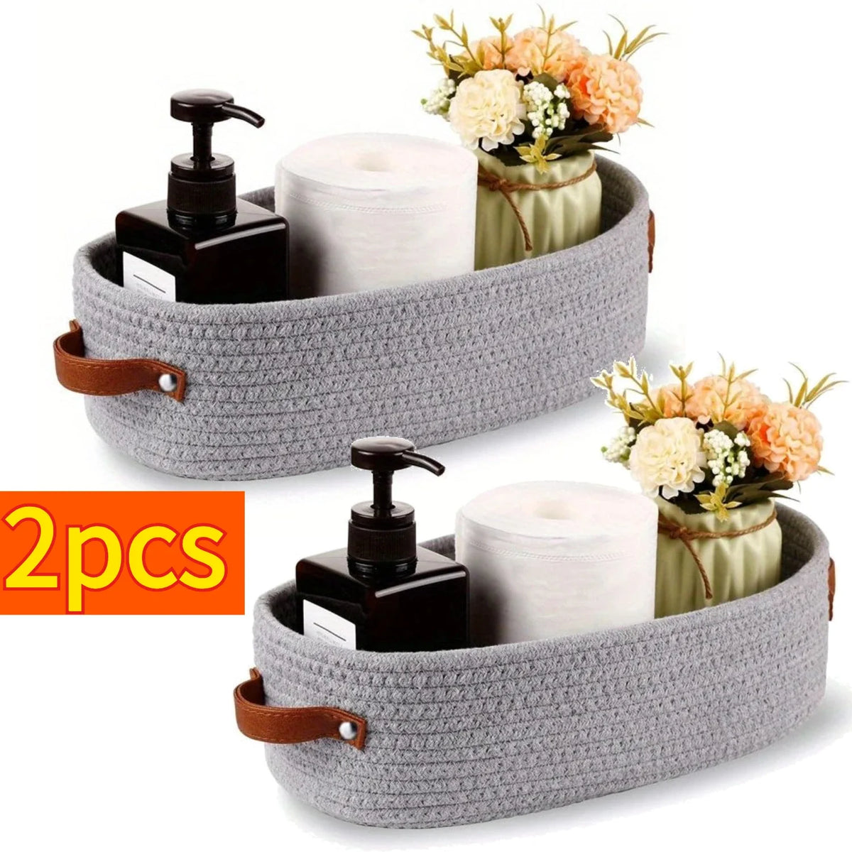 Oval Handle Bathroom Storage Basket Clothes Box Layered Finishing