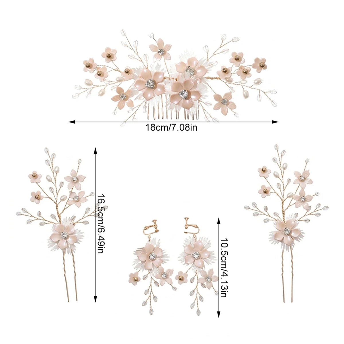 Korean Bridal Flower Hair Comb Set | Wedding Hairpin Accessories