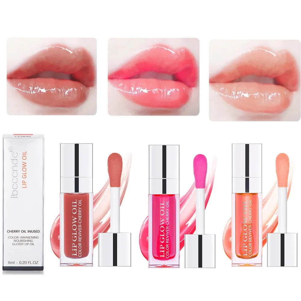 ibcccndc 3-Pc Crystal Jelly Lip Glow Oil Set | Cherry Seed Oil