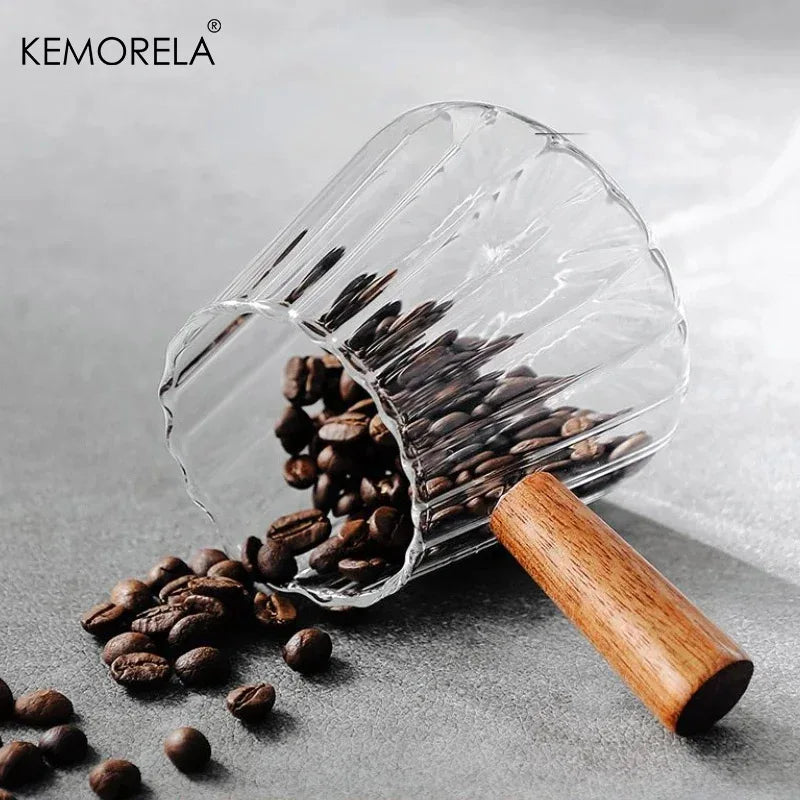 KEMORELA Wooden Handle Glass Milk Pitcher 90/120/180ml