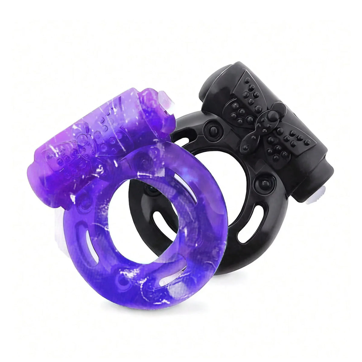Vibrating Couples Ring Set | Butterfly Crystal Design 2pcs