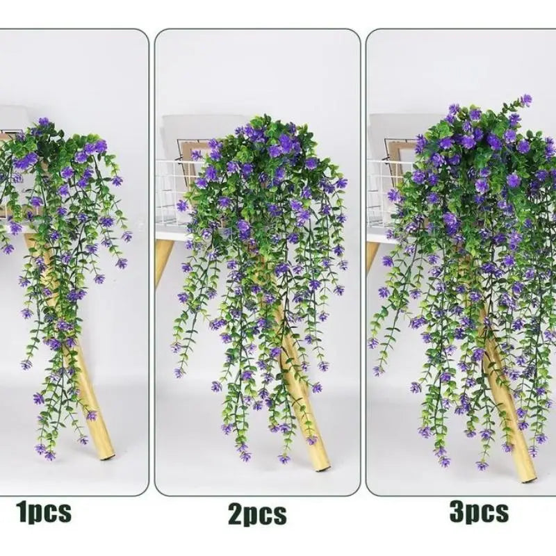 Artificial Plant Hanging Flowers Eucalyptus Leaves Wall Home Garden