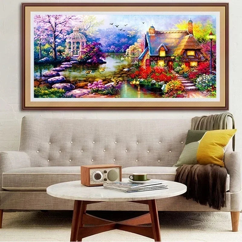 5D DIY Diamond Painting Kit – Garden Lodge Landscape 35×70cm