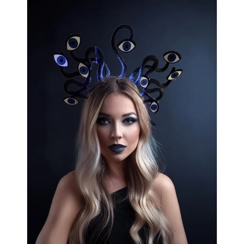 Light-Up Evil Eye Snake Crown Headband | Rave Festival Cosplay