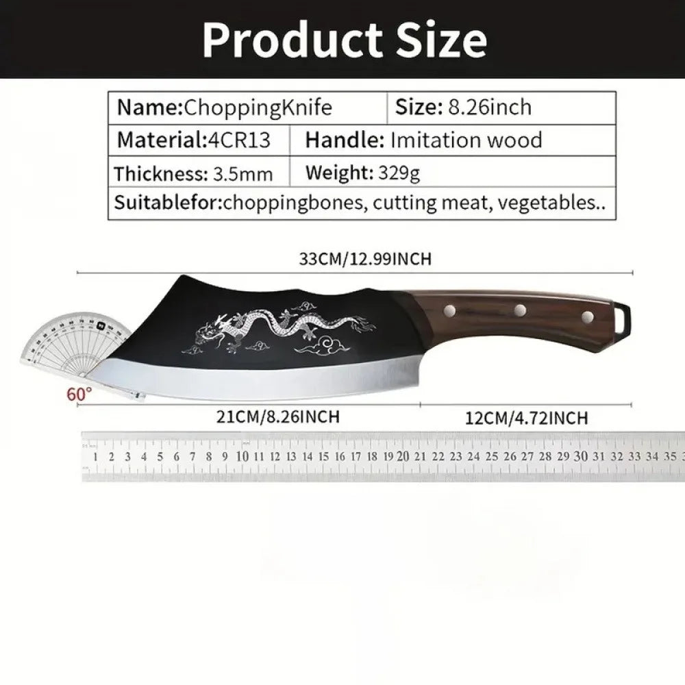 PLYS 8-Inch High Carbon Steel Butcher Knife & Leather Sheath