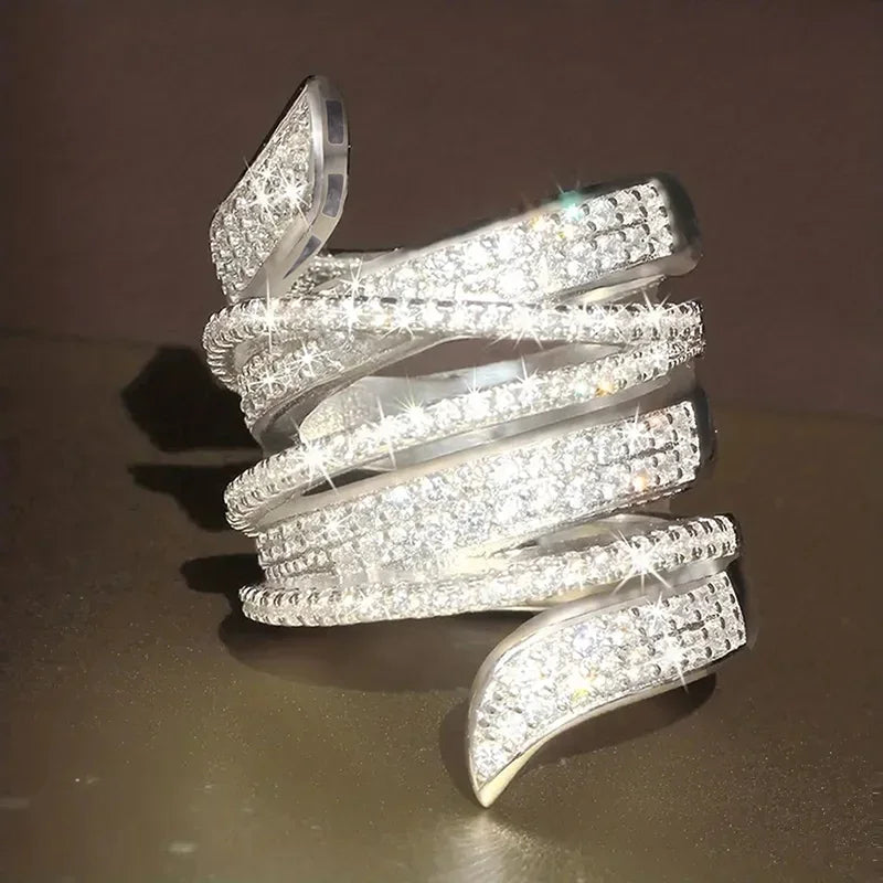 Huitan Wide CZ Statement Ring – Luxury Pavé Party Jewelry