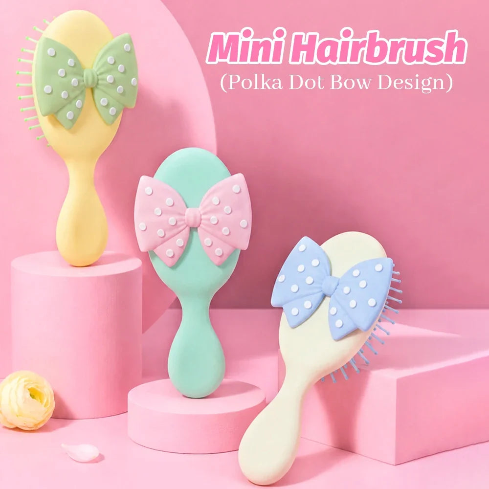 Mini Bow Air Cushion Hairbrush – Anti-Static Detangler Comb