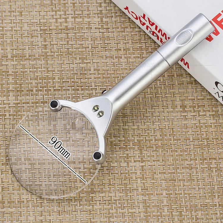 90mm LED Magnifying Glass 2.5X & 6X Handheld Lighted Loupe