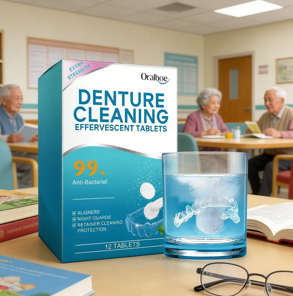 ORALHOE Denture Cleaning Tablets | Whitening & Antibacterial 12pk