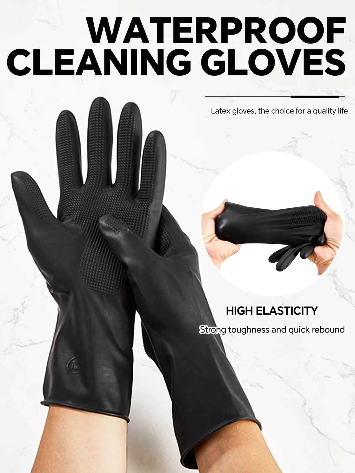 Black Latex Rubber Gloves – Waterproof Non-Slip Hair Dye Gloves