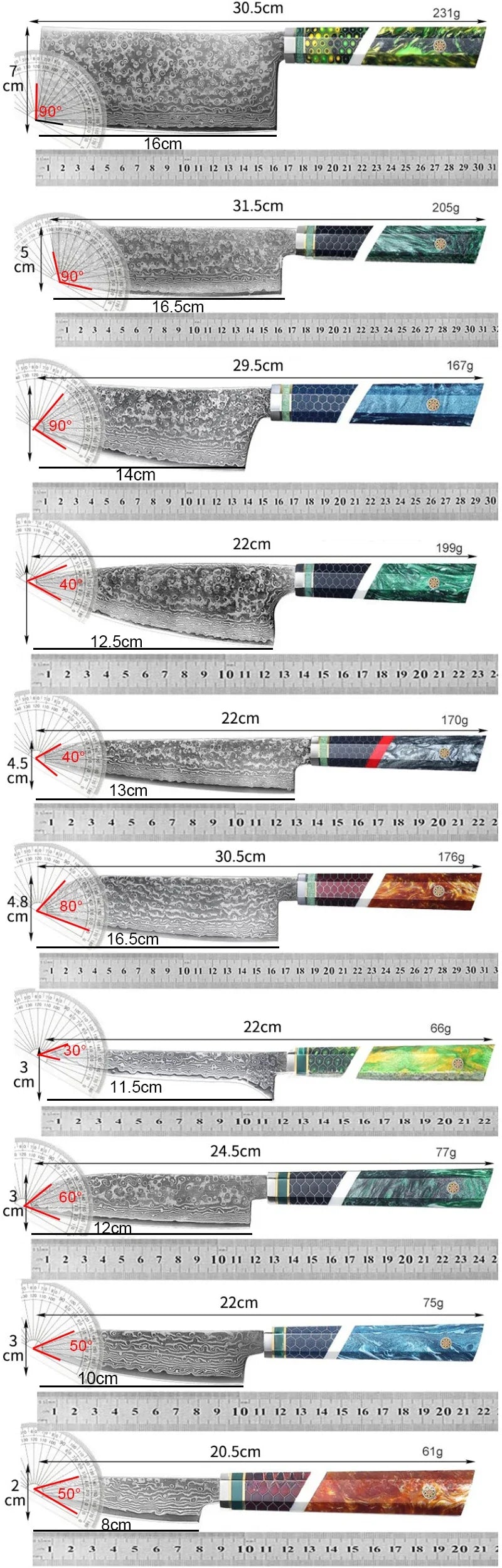 67-Layer Damascus Steel Chef Knife with Solid Wood Handle