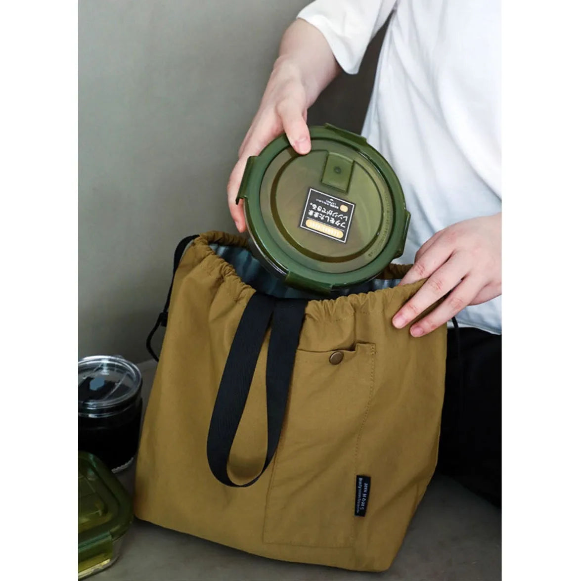 Insulated Drawstring Lunch Bag | Oxford Bento Box Tote