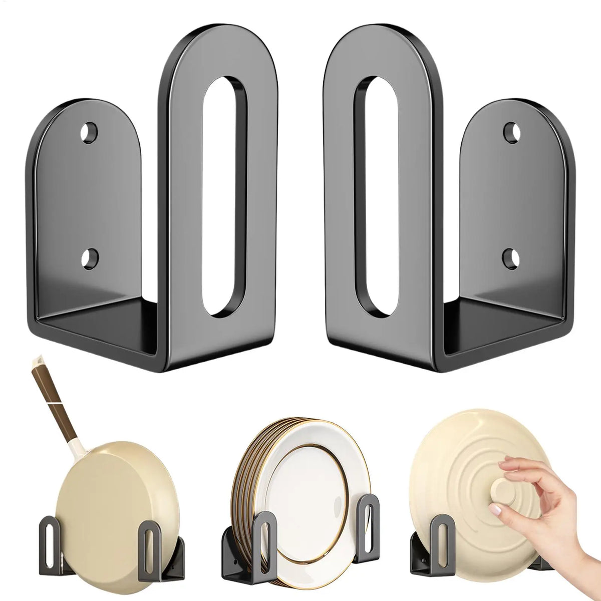 Pot Lid Organizer Wall Mount Hanger Adhesive Rack Space Saving