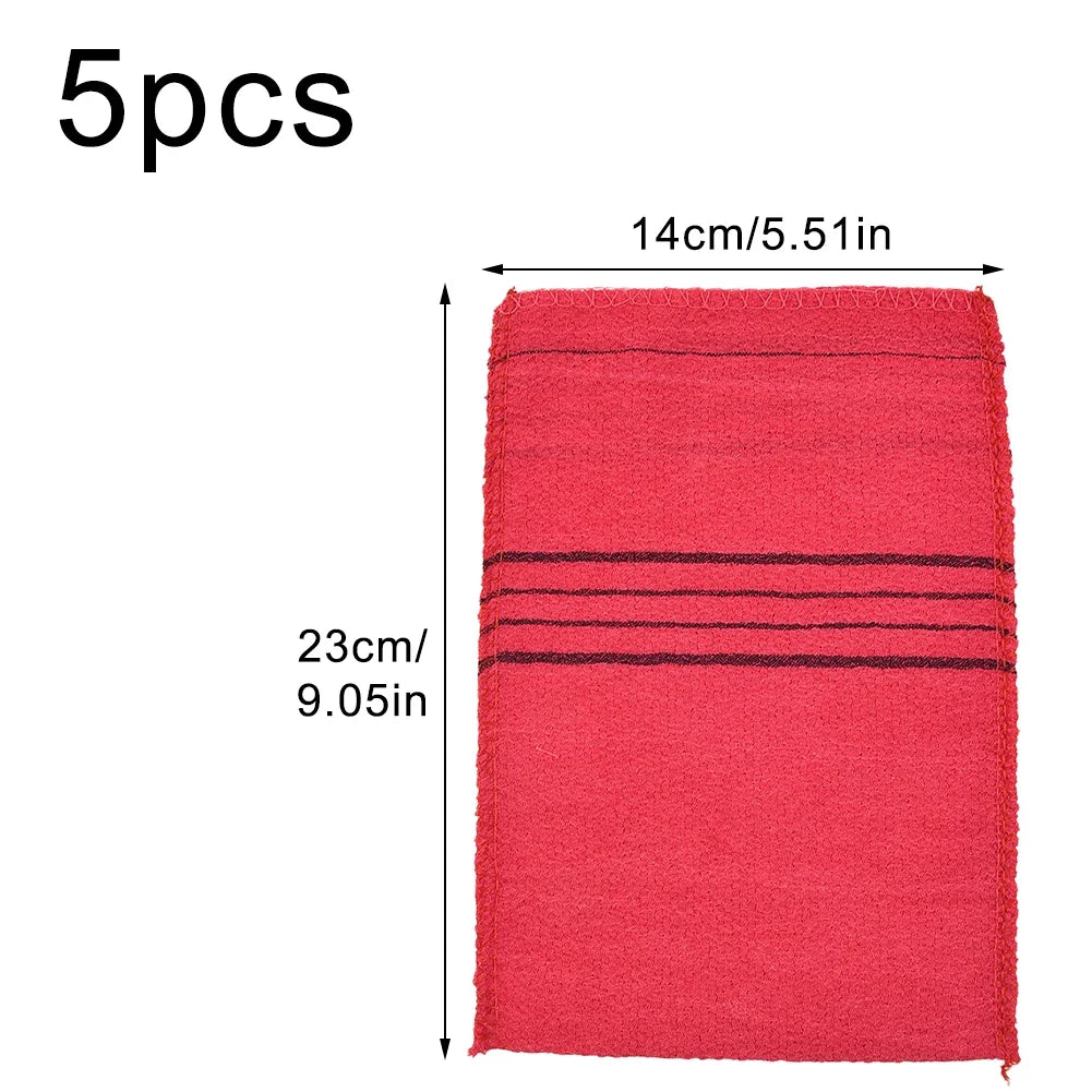 Korean Exfoliating Bath Washcloth Body Scrub Towel 5 Pack