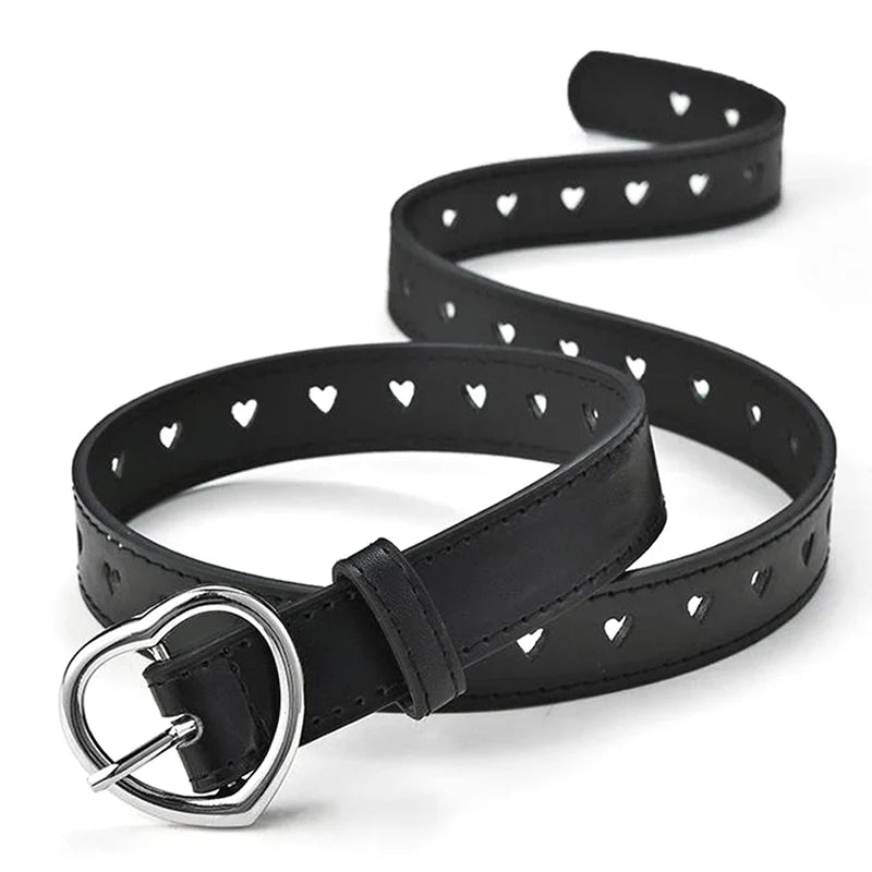 Skeleton Love Buckle PU Belt – Unisex Fashion Jeans Belt