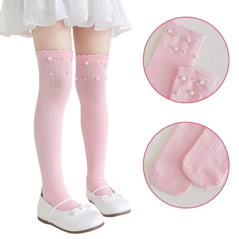 Girls Pearl Over-the-Knee Socks | Soft Breathable Stockings