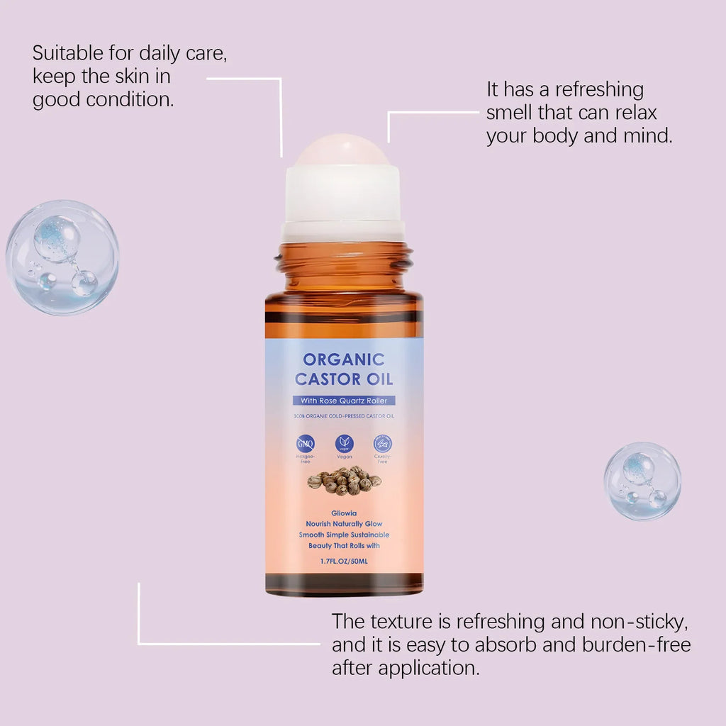 Organic Castor Oil Rose Quartz Roller Ball | 50ml