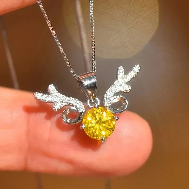 Huitan Elk Pendant Necklace – CZ Stones Women's Party Jewelry