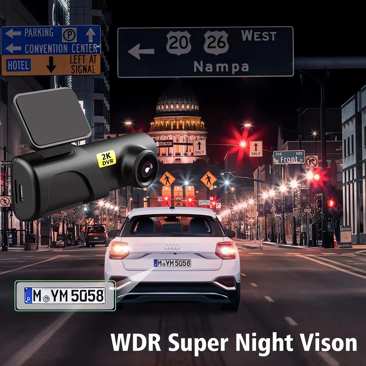 Baideluo 2K 1440P WiFi Dash Cam – Night Vision & Voice Control