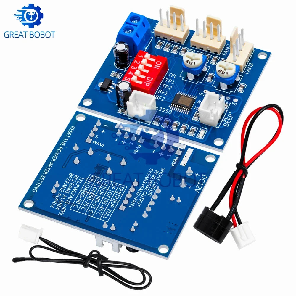 DC 12V PWM Fan Speed Controller Module – Buzzer Alarm & NTC