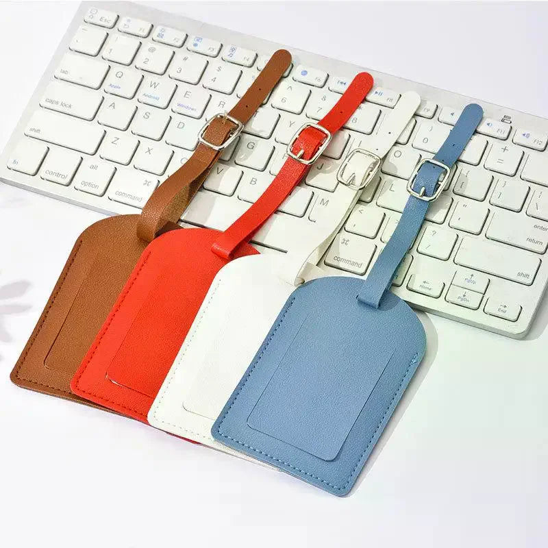 PU Leather Luggage Tag – Name ID Address Holder for Travel