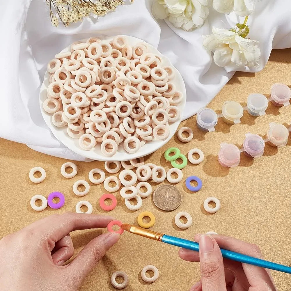 400 Pcs 15mm Unfinished Wooden Linking Rings – DIY Craft Charms