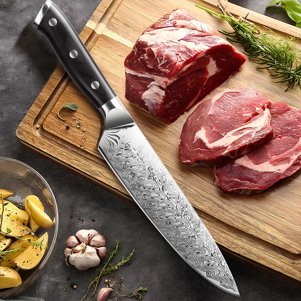 Damascus Steel Santoku Chef's Knife – Sharp Japanese Kitchen Knife