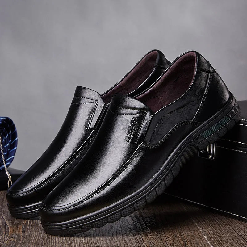 Men's Leather Slip-On Loafers – Breathable Moccasin Driving Shoes