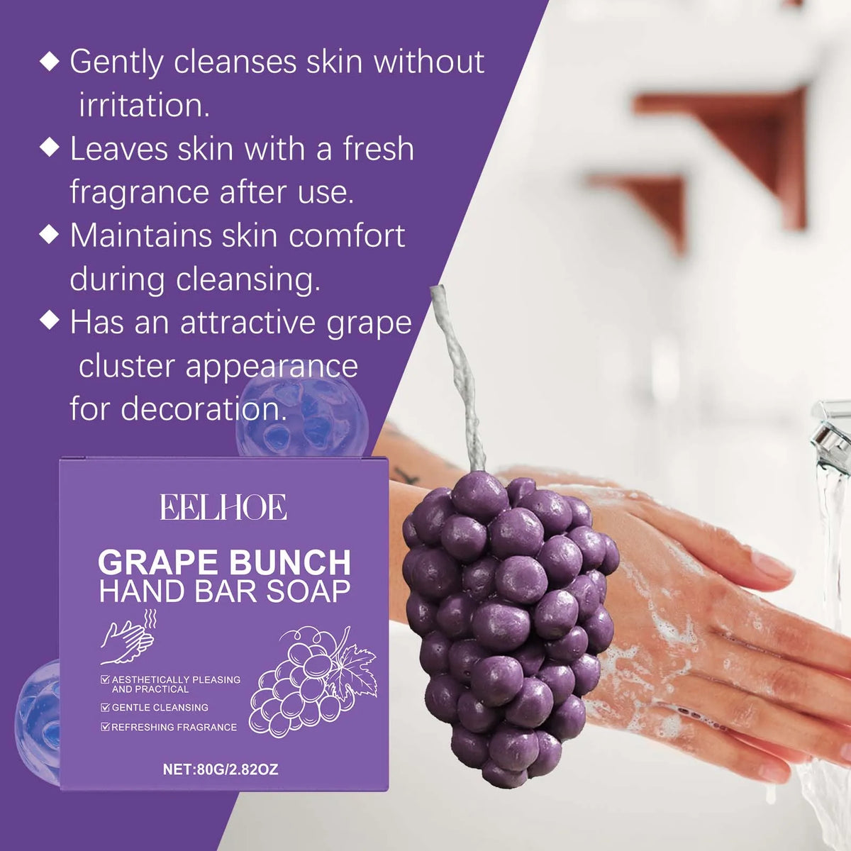 EELHOE Grape Bunch Handmade Soap Bar – Moisturizing & Decorative