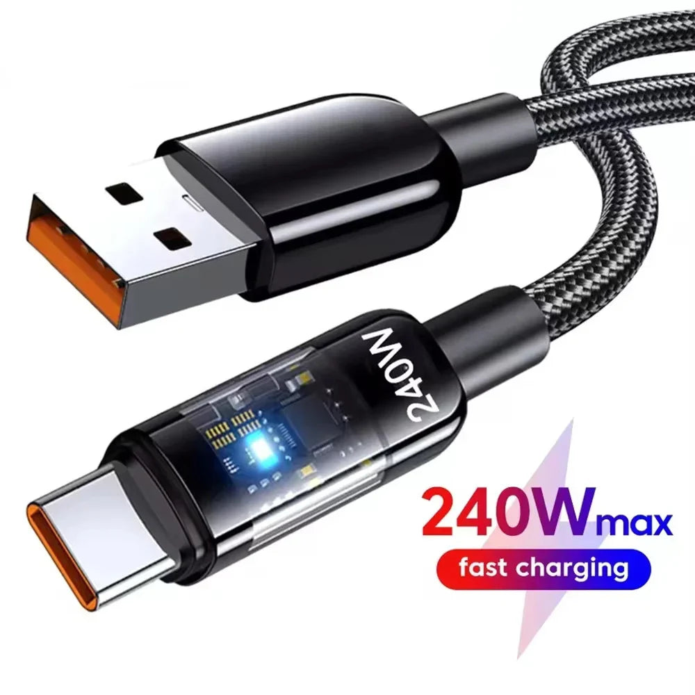 240W USB-C Fast Charging Cable | Nylon Braided LED Display