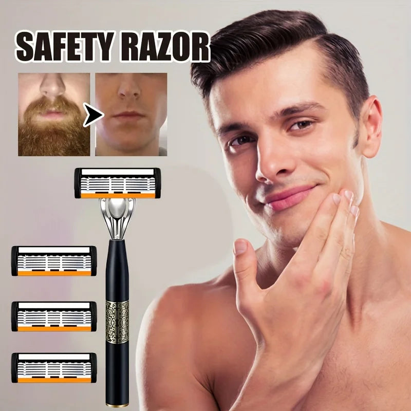 6-Blade Classic Safety Razor – Men's & Women's Manual Shaver