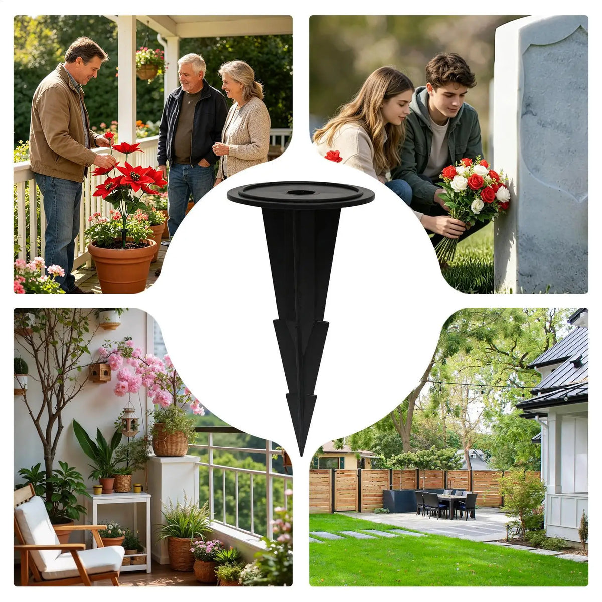 Cemetery Flower Holder Stake Floral Vase Outdoor Yard Garden