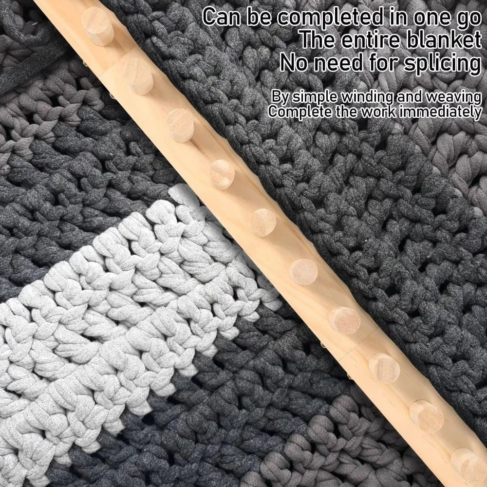 Adjustable Chunky Blanket Loom Kit – Multi-Size Pine Wood Frame