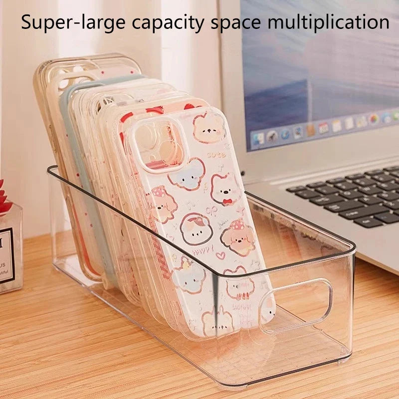 Clear Stackable Fridge Organizer Bins with Handles
