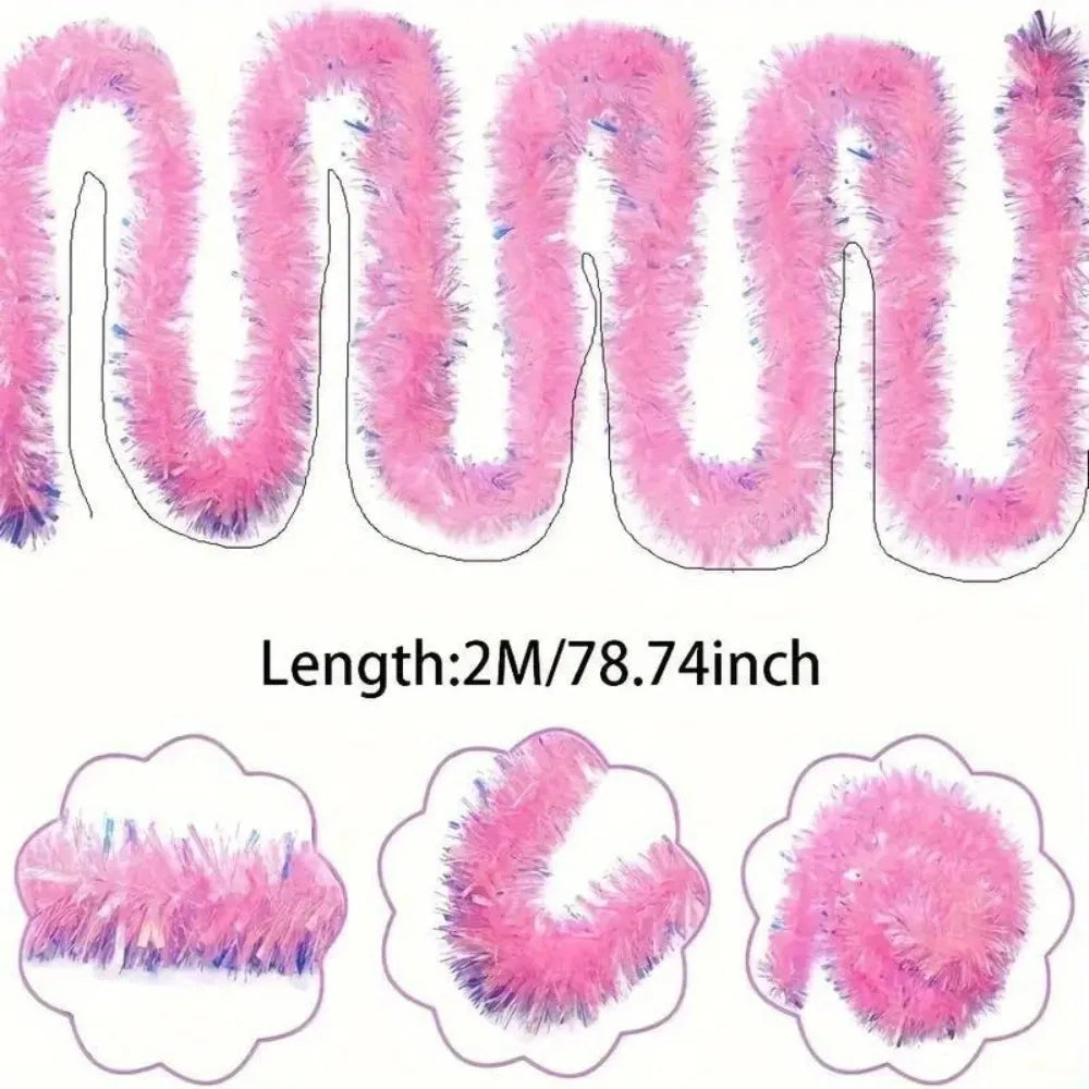 Christmas Tinsel Garland Pink Glittering Decoration Tree Party