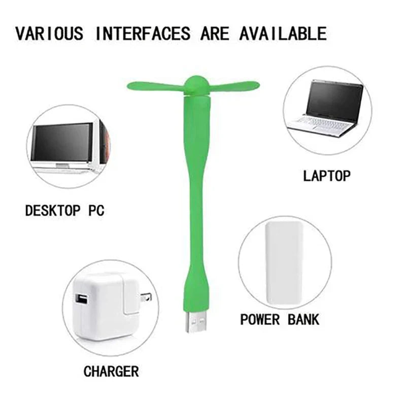 USB Mini Fan Flexible Portable Eye Protection Night Light LED