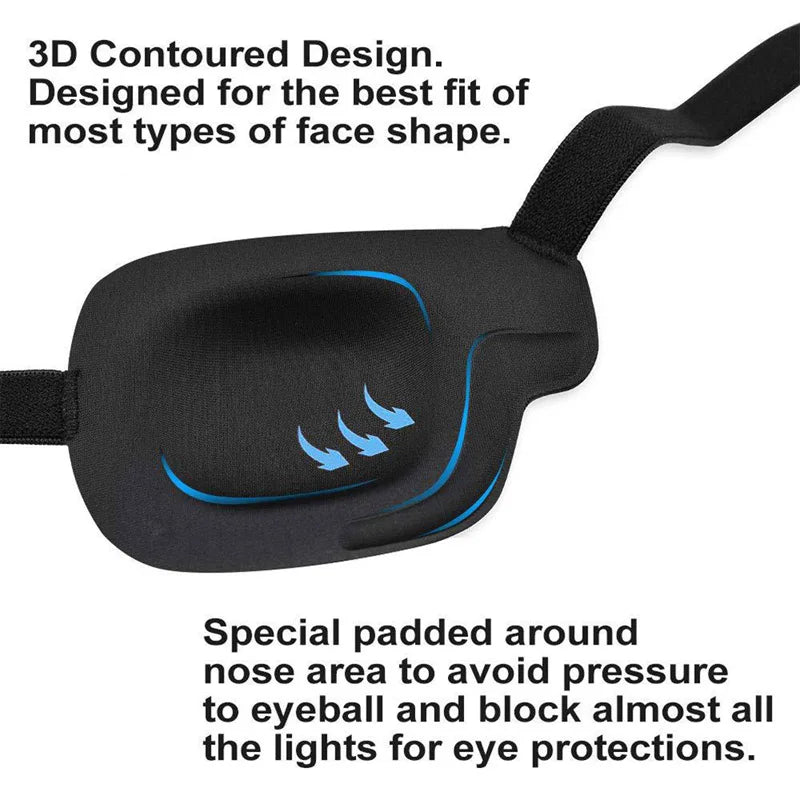 Left Right Black Single Eye Patch Adjustable 3D Foam Groove Eyeshades